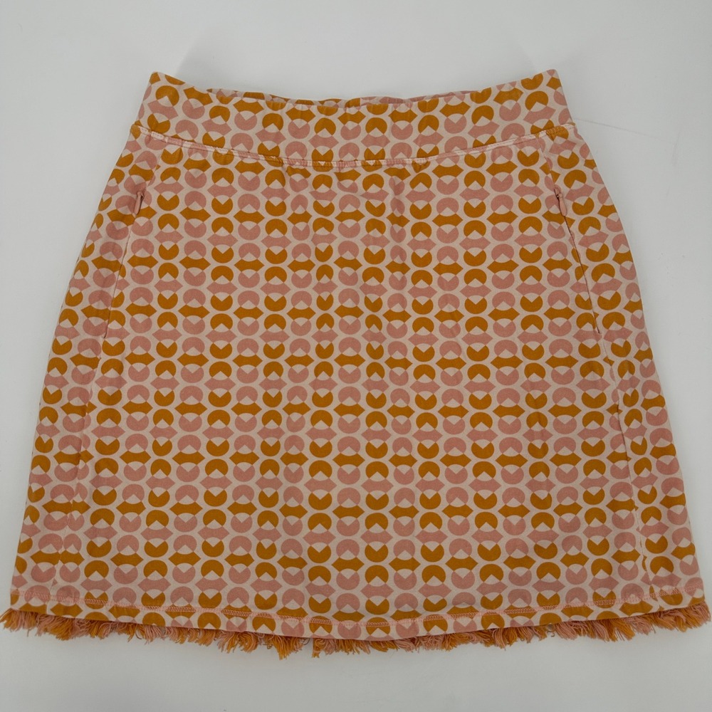 Spartina Geometric Print Skirt‎ with Shorts Pink Orange Size S Fringed Hem